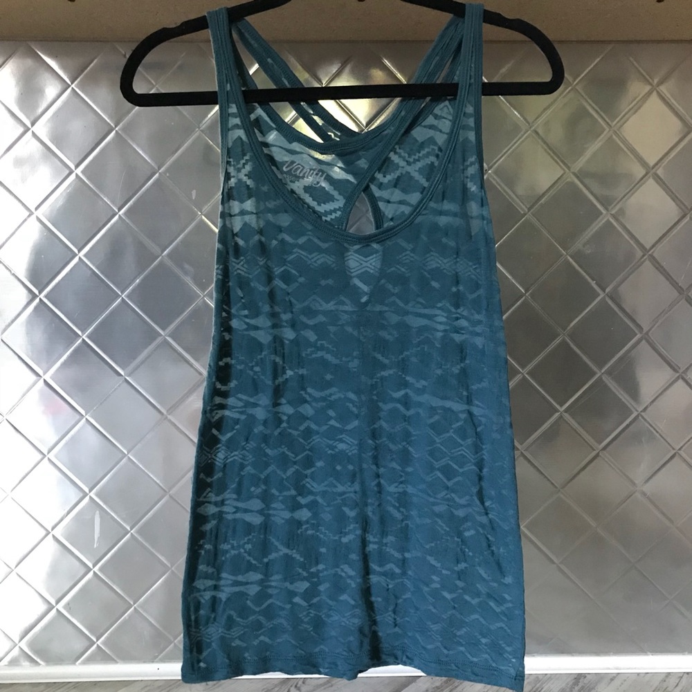 Lace Chevron Dark Turquoise Tank Top
